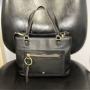 LC Black Pebbled Faux Leather Ingrid Mini Shopper Tote Crossbody Bag